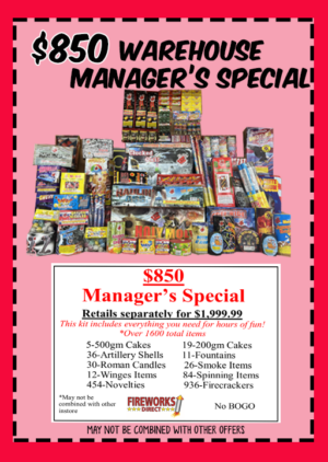 $850 Warehouse Manager’s Special